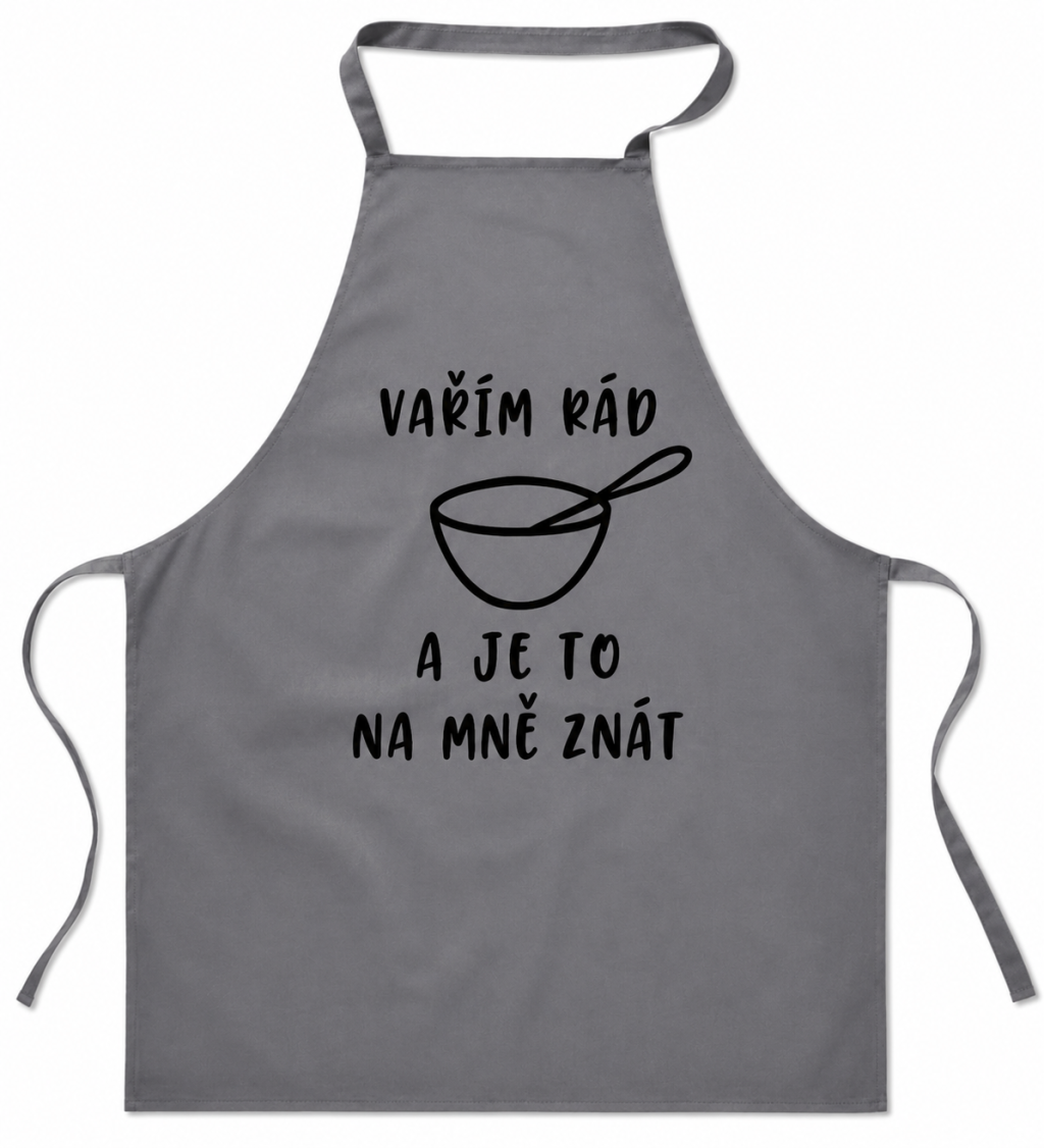Zástěra Vařím rád a je to na mě znát - šedá