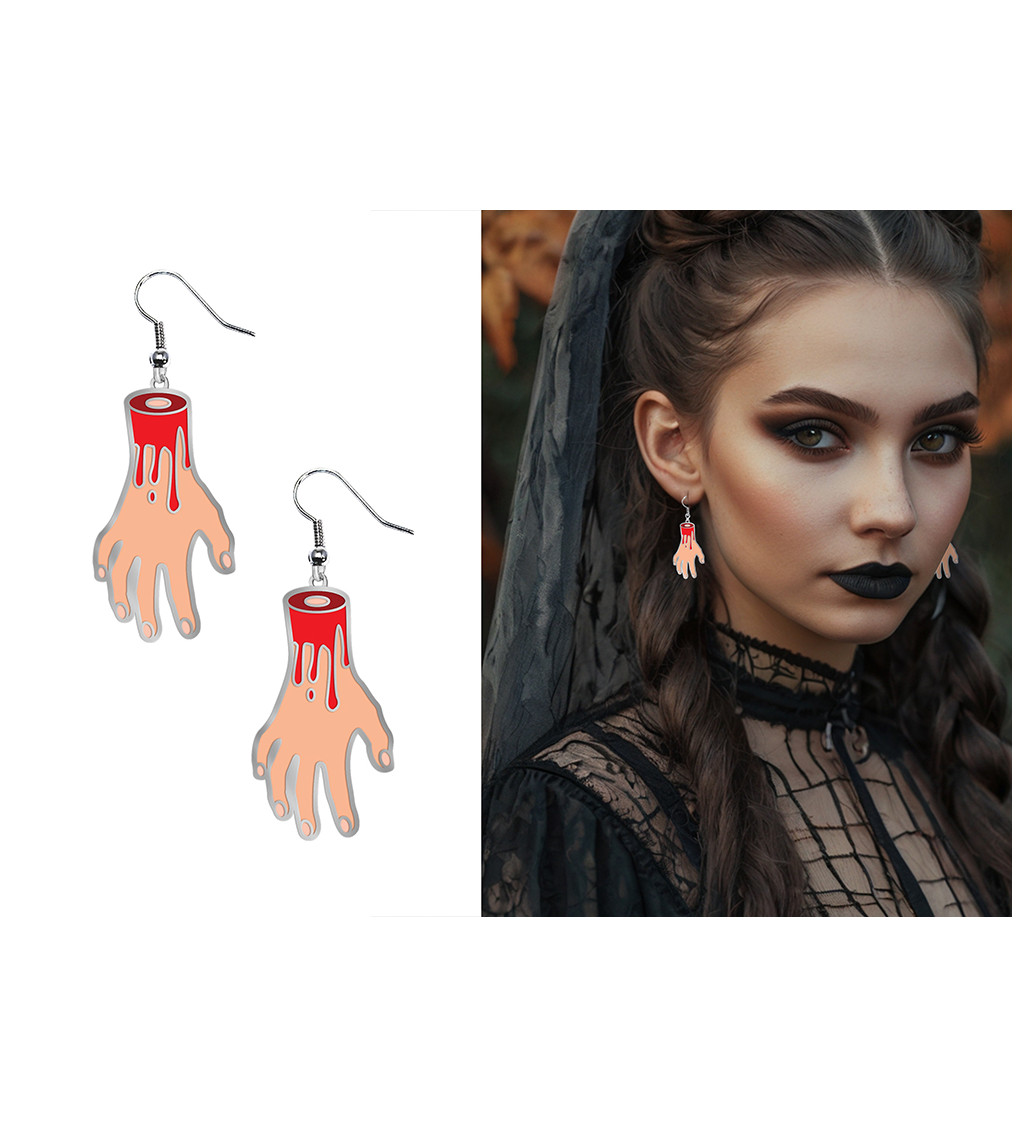 Náušnice zakrvácené ruce – Halloween