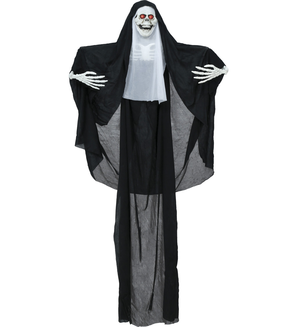 Závěsná halloweenská jeptiška se světlem – 115 cm
