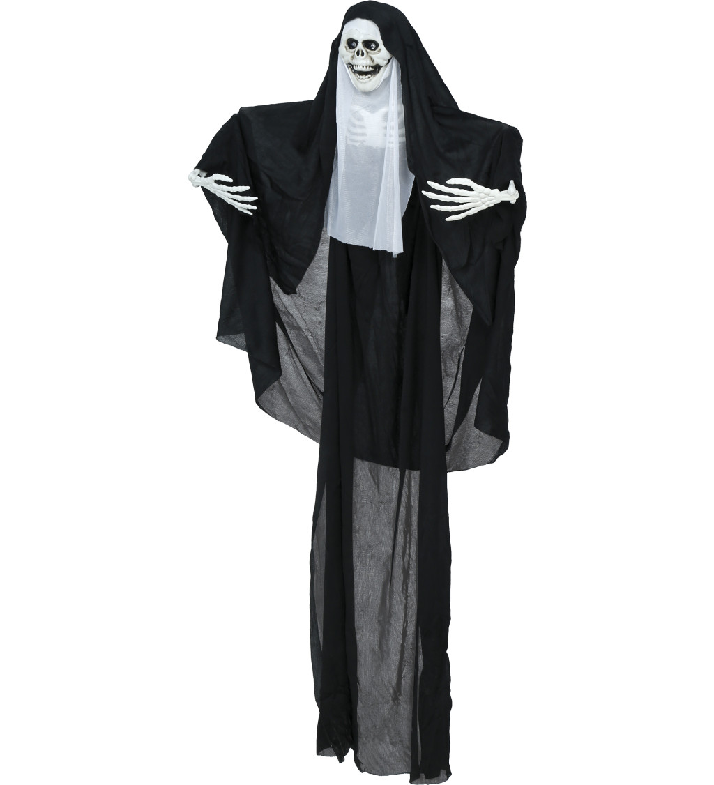 Závěsná halloweenská jeptiška se světlem – 115 cm
