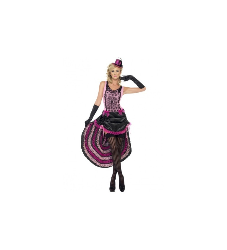 Kostým - tanečnice Burlesque, barva černo růžová