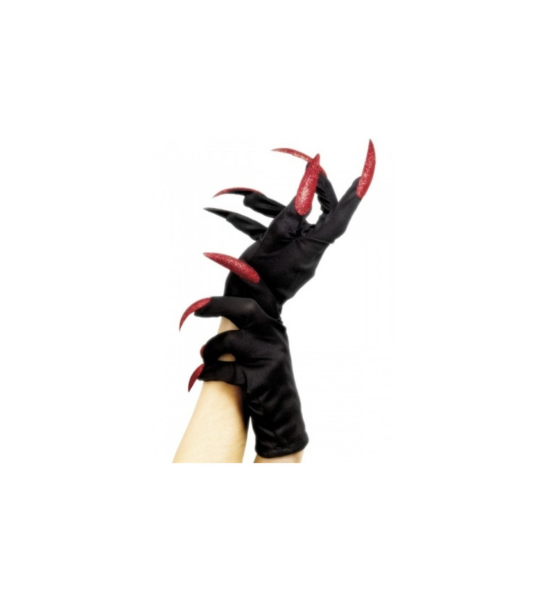 Hororové rukavičky s rudými nehty