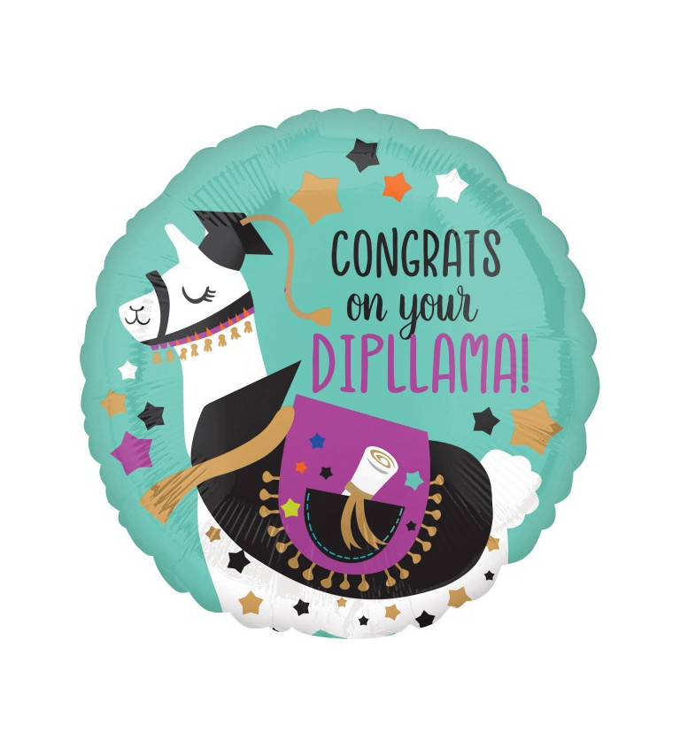 Congrats On Your Dipllama fóliový balónek