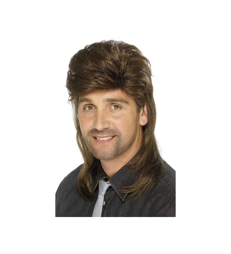 Hnědá paruka Mullet