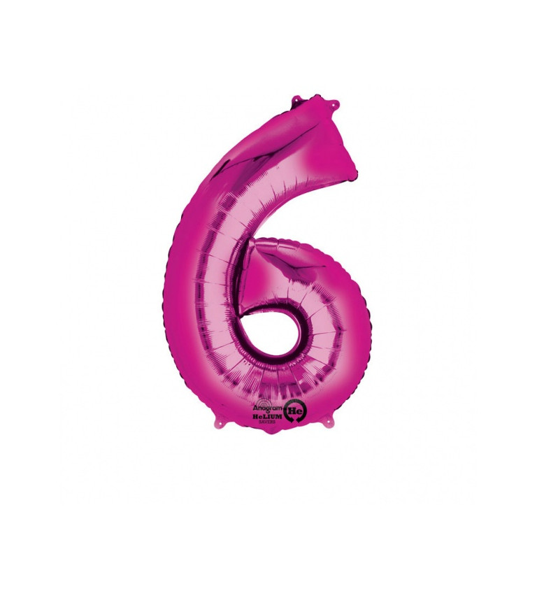 Růžový fóliový balónek číslo 6