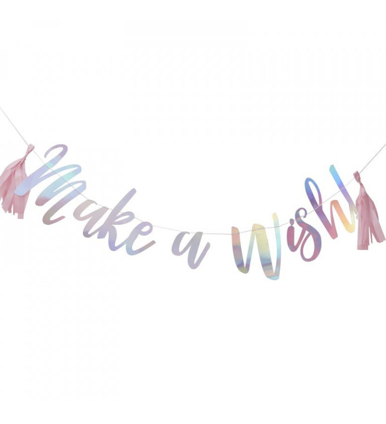 Pastelová girlanda s nápisem Make a wish