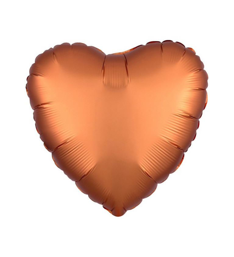 Tmavě oranžový sametový fóliový balónek srdce