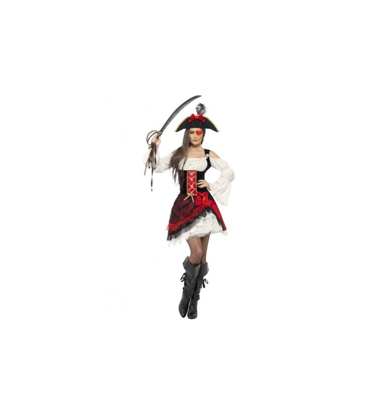 Kostým - Pirátka Glamour, barva červená