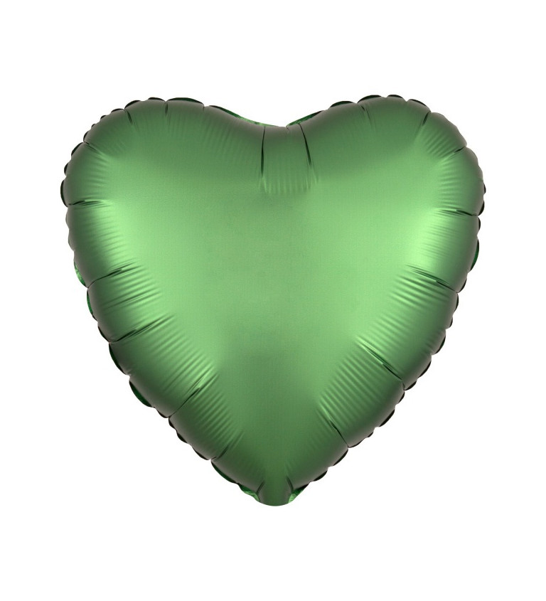 Tmavě zelený sametový fóliový balónek srdce