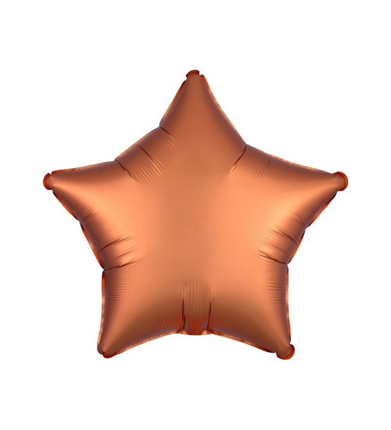 Tmavě oranžový sametový fóliový balónek hvězda