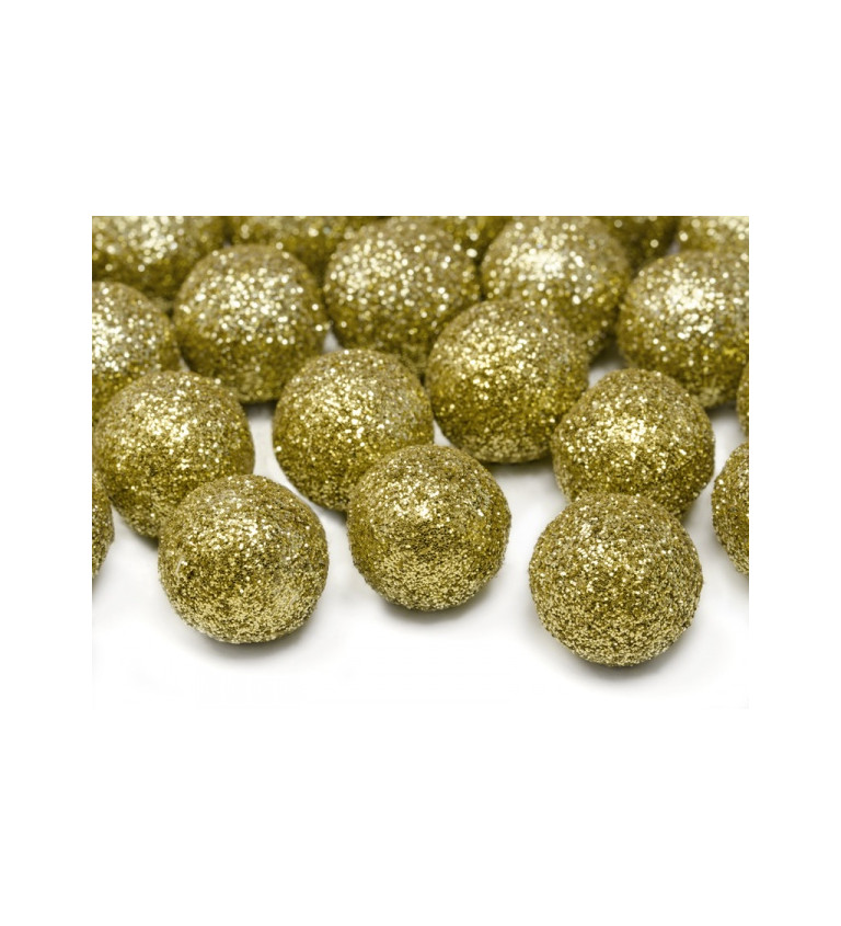 Zlaté glitrové kuličky II dekorace
