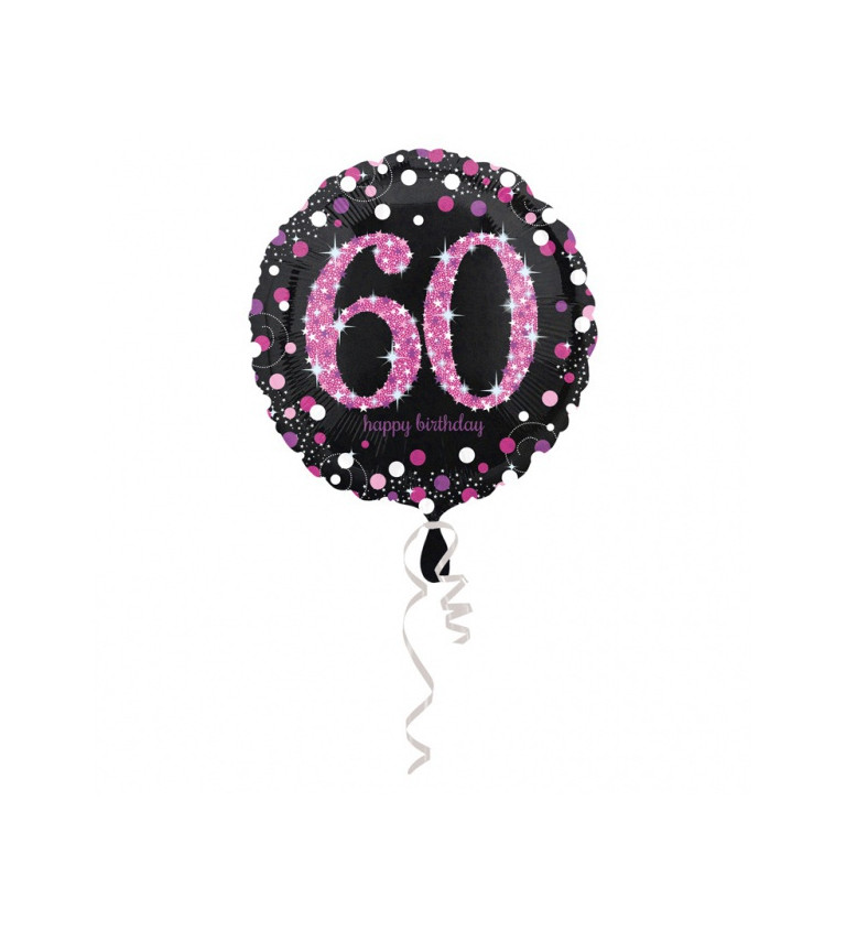 Růžový fóliový balónek s číslem 60