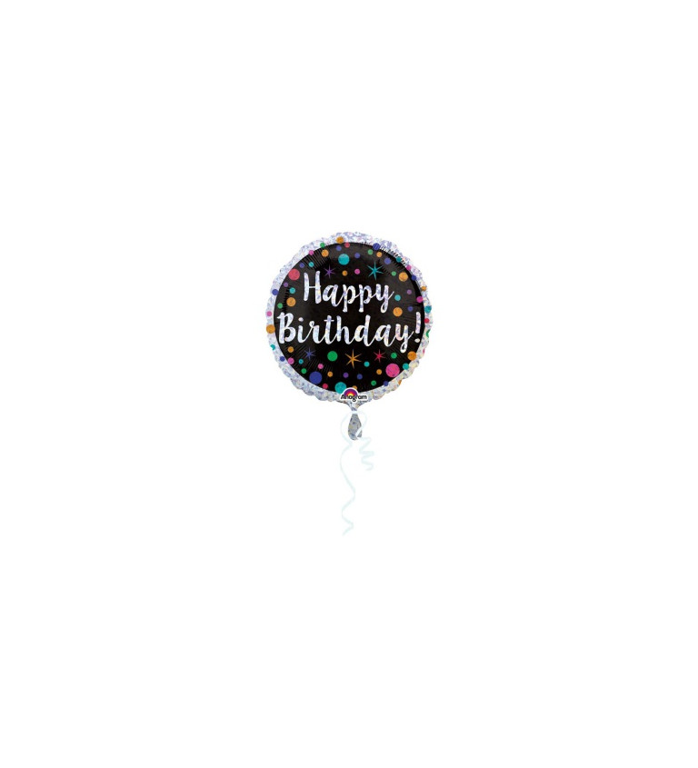 Fóliový balónek - Happy Birthday - tečky