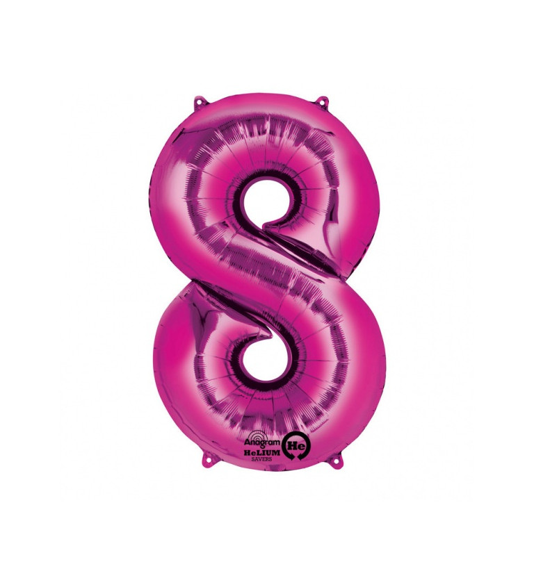 Růžový fóliový balónek číslo 8