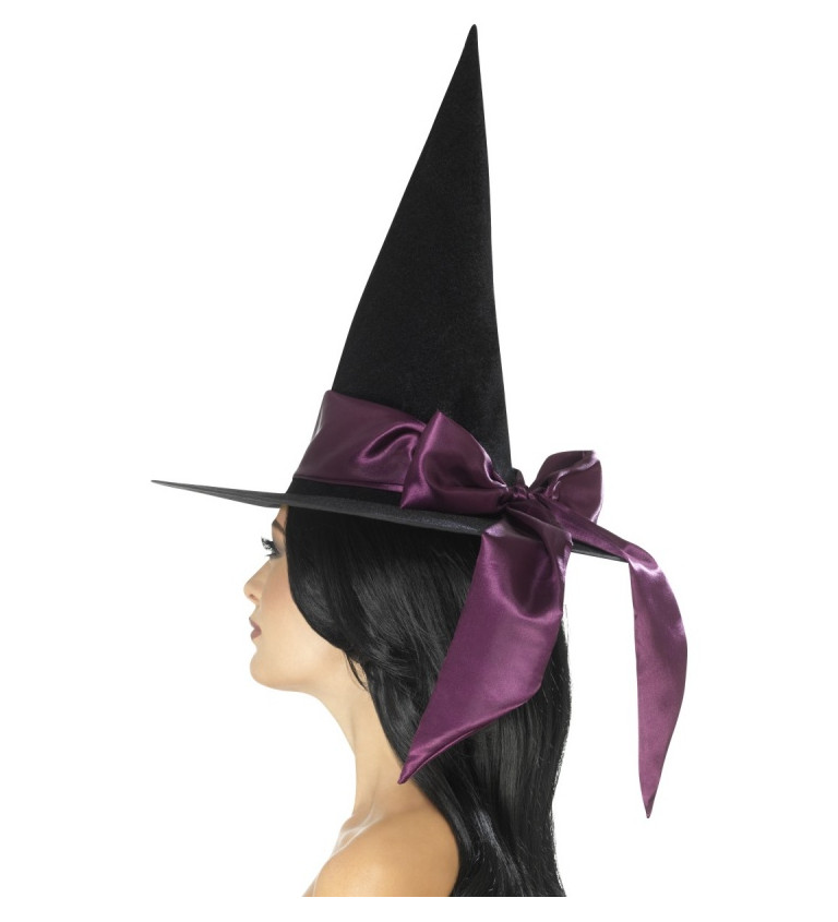 Čarodějnický klobouk s vínovou mašlí