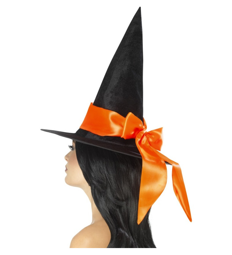 Čarodějnický klobouk s oranžovou mašlí