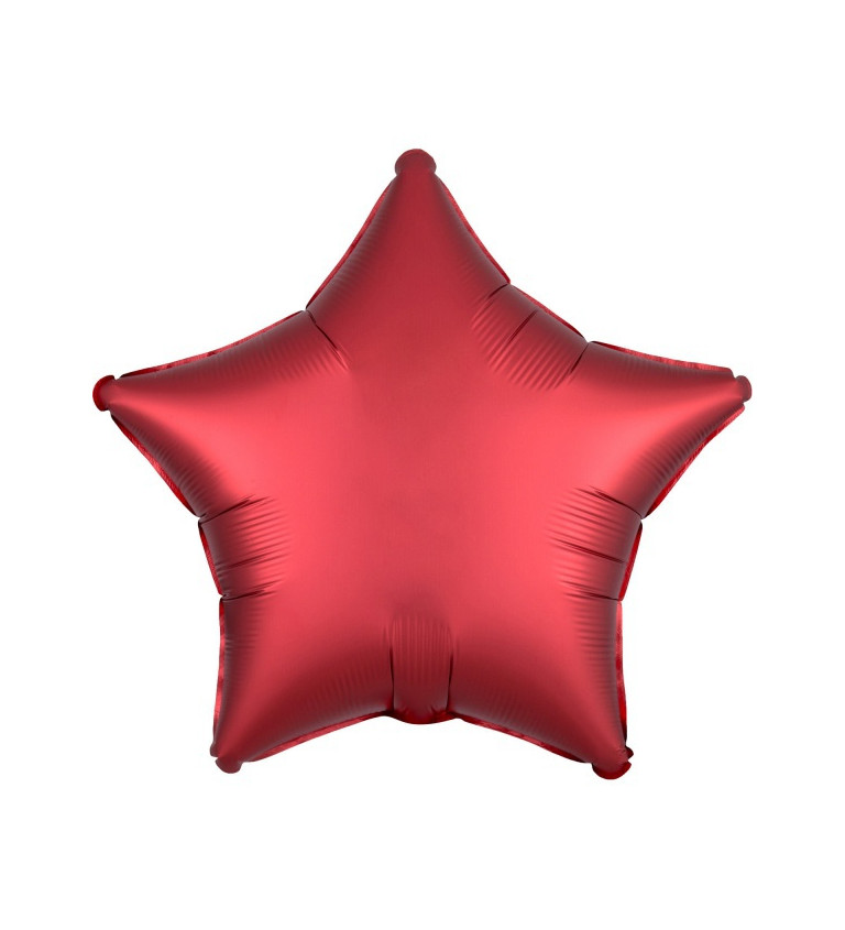 Tmavě červený sametový fóliový balónek hvězda