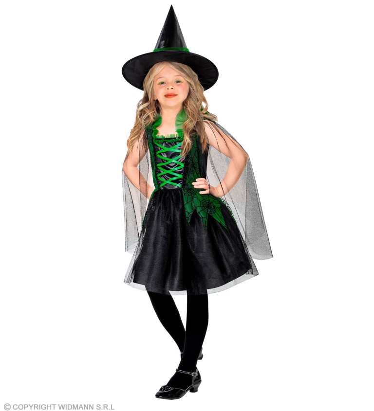 Dětský kostým Čarodějka zelená