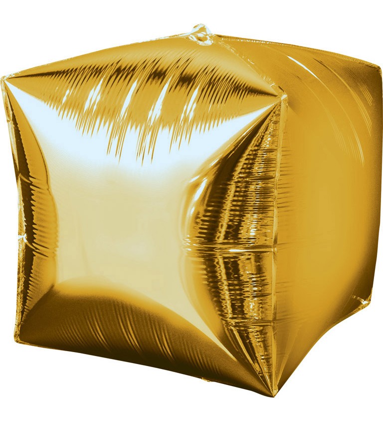 Fóliový balónek ve tvaru kostky - zlatá