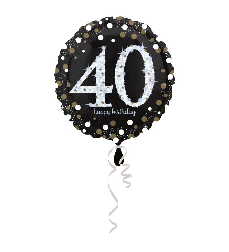 Zlato-stříbrný fóliový balónek s číslem 40