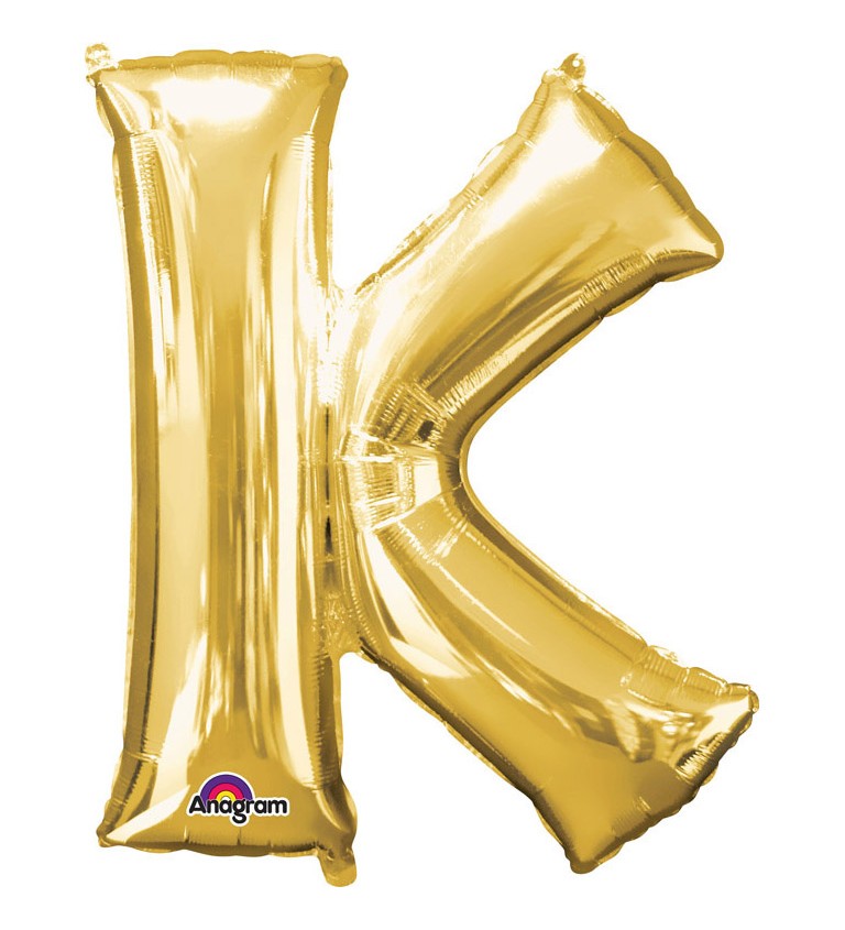 Zlatý fóliový balónek písmeno K