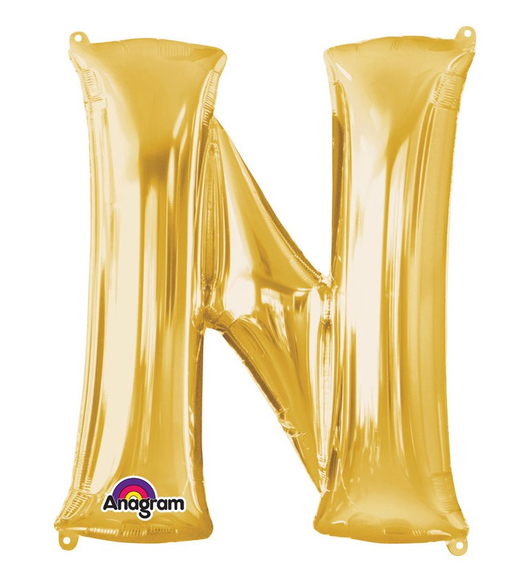 Zlatý fóliový balónek písmeno N