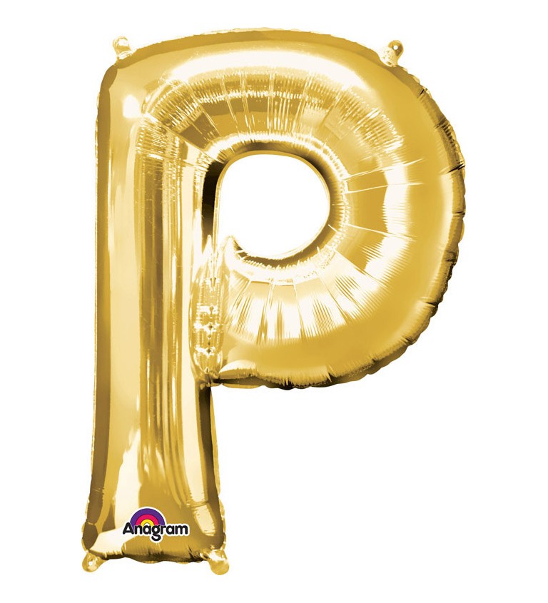 Zlatý fóliový balónek písmeno P