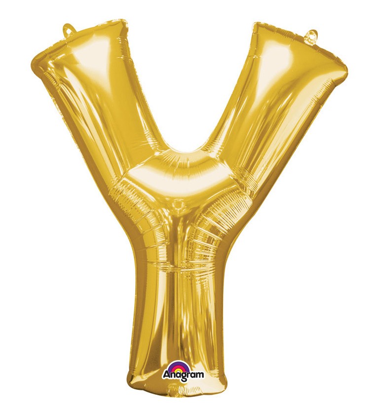 Zlatý fóliový balónek písmeno Y
