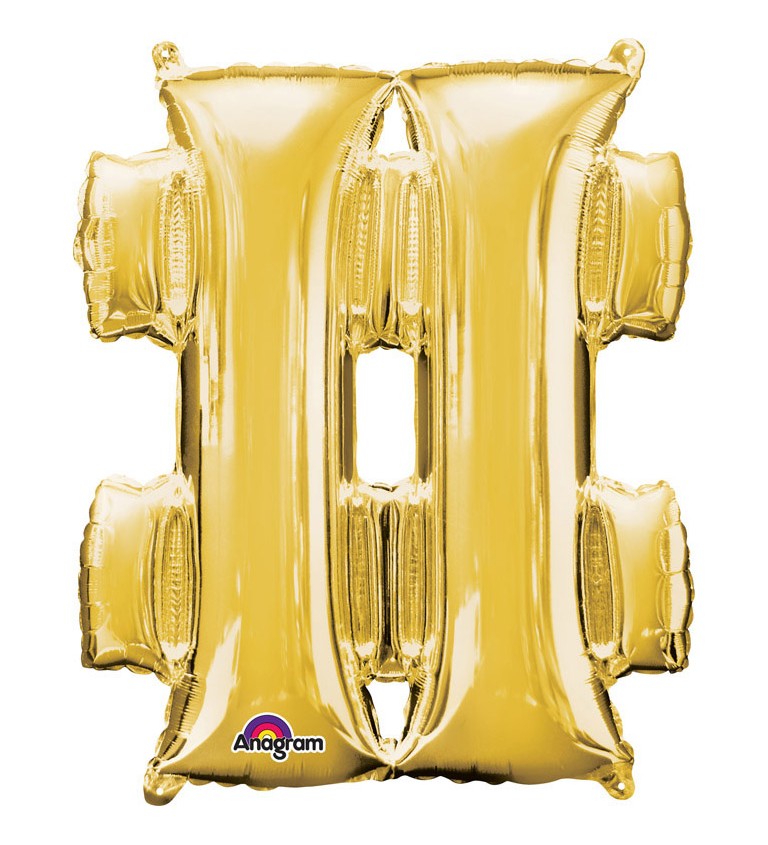 Zlatý fóliový balónek symbol "#"