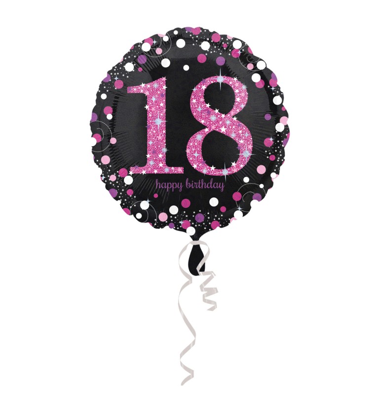 Růžový fóliový balónek s číslem 18