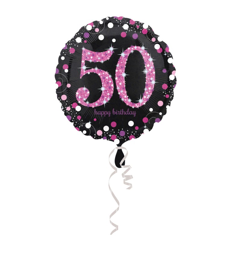 Růžový fóliový balónek s číslem 50