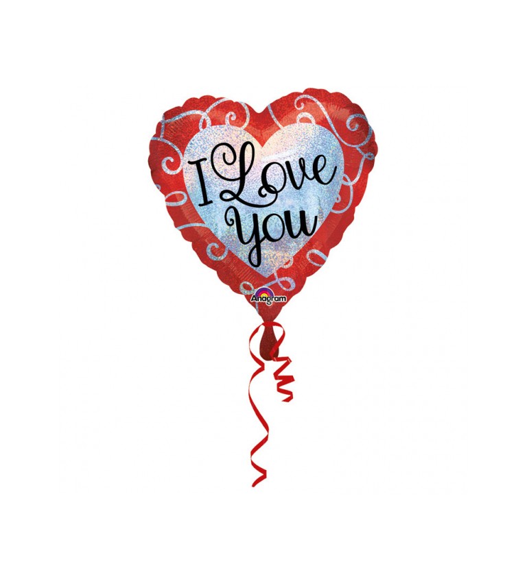 Srdíčkový fóliový balónek I Love You