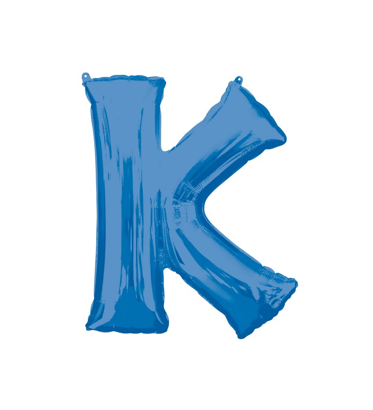 Modrý fóliový balónek písmeno K