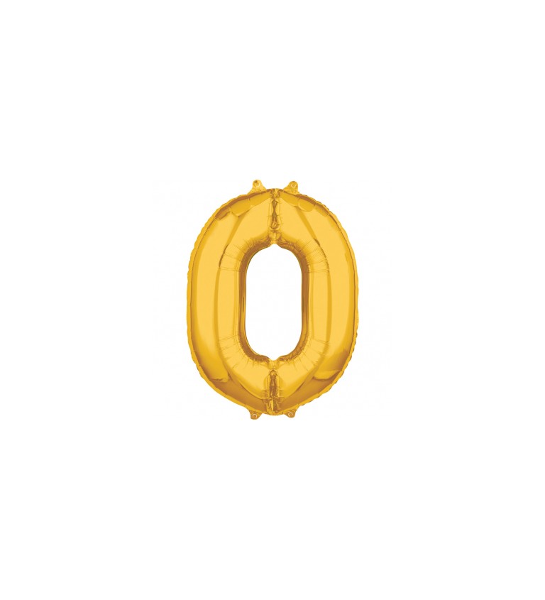 Číslo 0 zlatý fóliový balónek