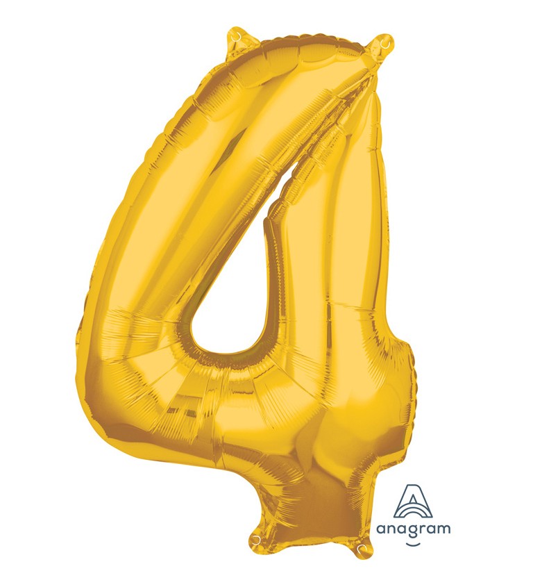 Číslo 4 zlatý fóliový balónek