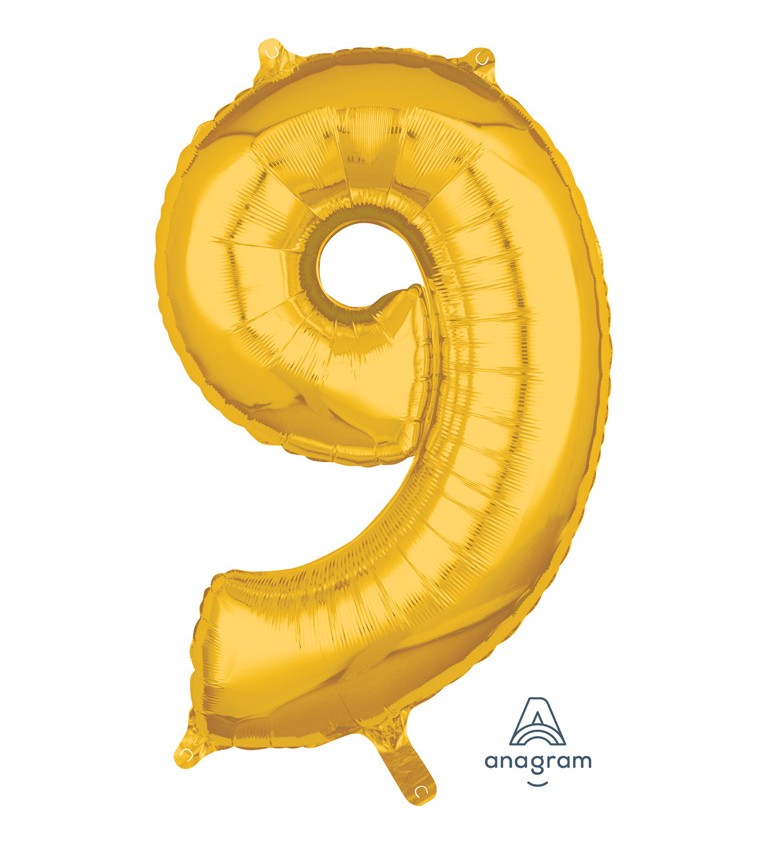 Číslo 9 zlatý fóliový balónek