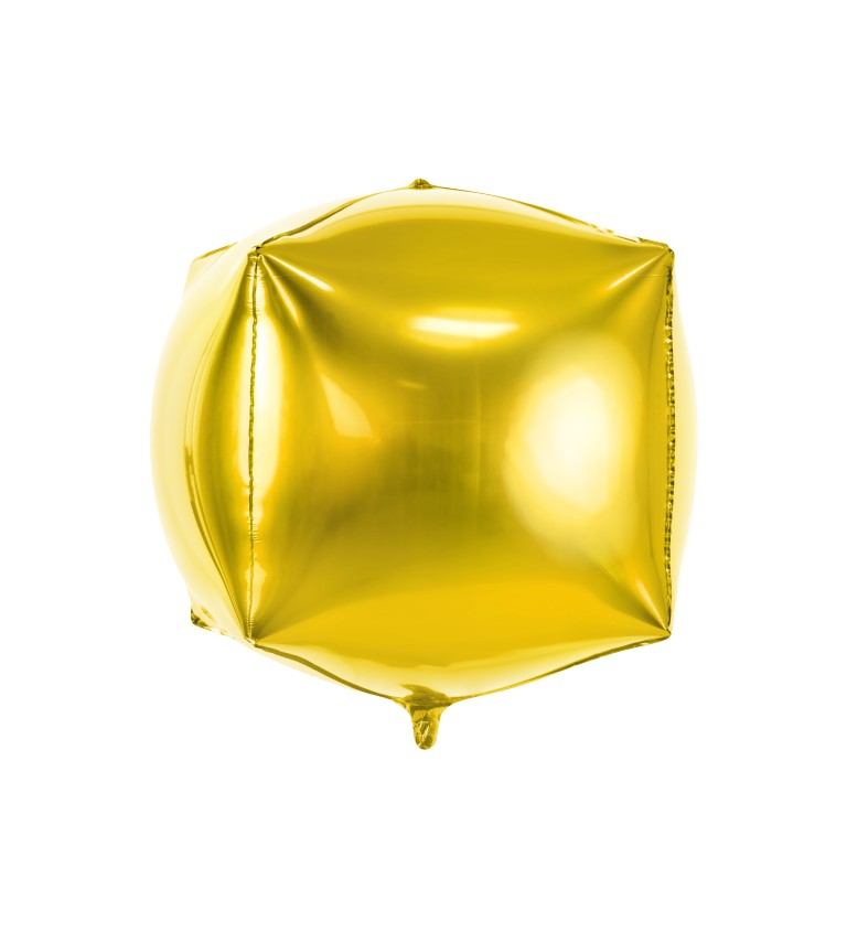 Zlatý fóliový balónek - kostka
