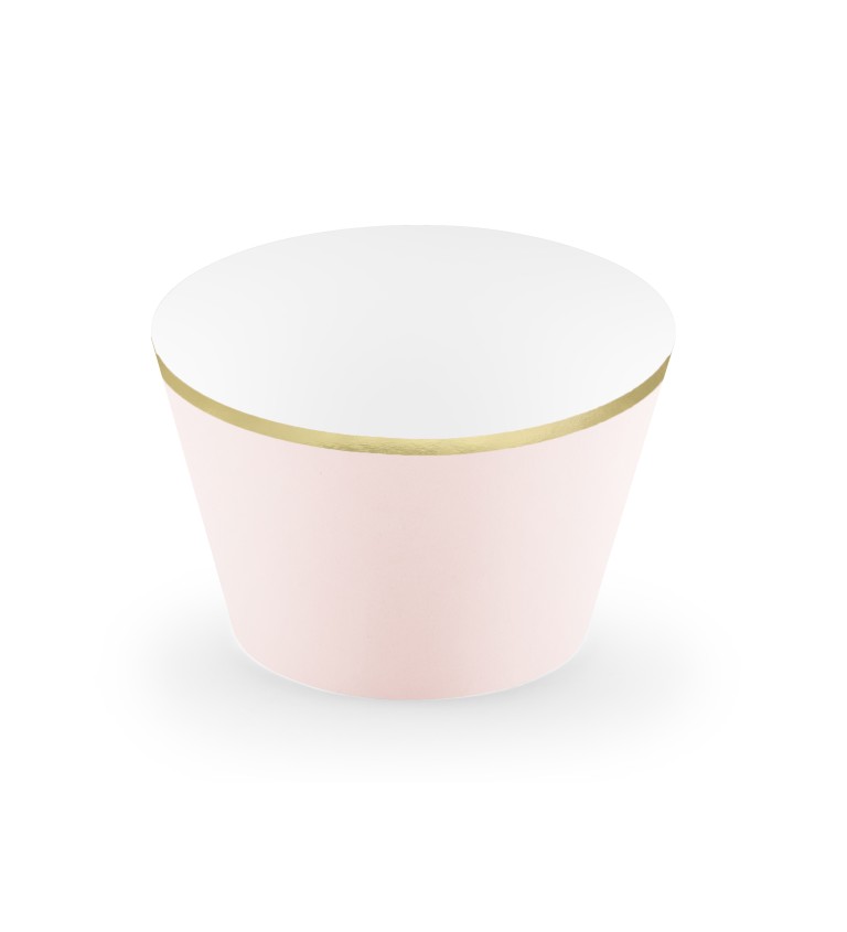 Růžový cupcake košíček se zlatým okrajem