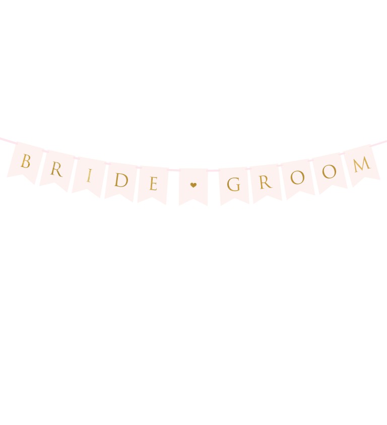 Girlanda Bride Groom světle růžová