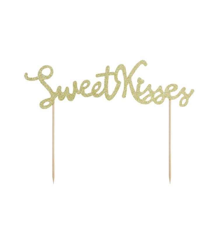 Zlatý dortový zápich Sweet Kisses
