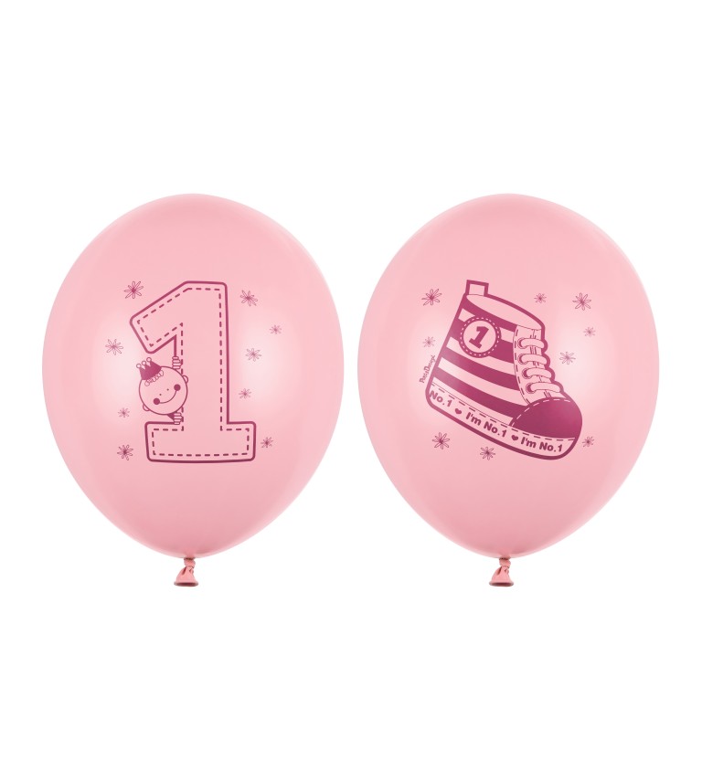 Světle růžový balónek 1. rok sada