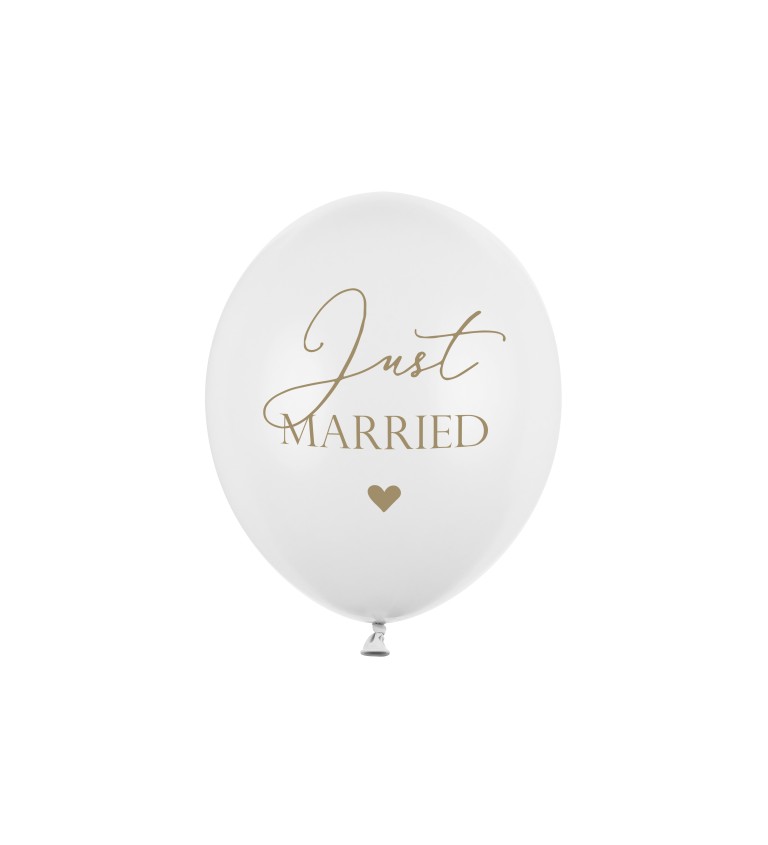 Pastelově bílý balónek Just Married sada