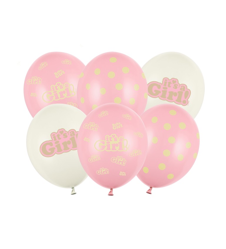 Světle růžový balónek It's a Girl sada