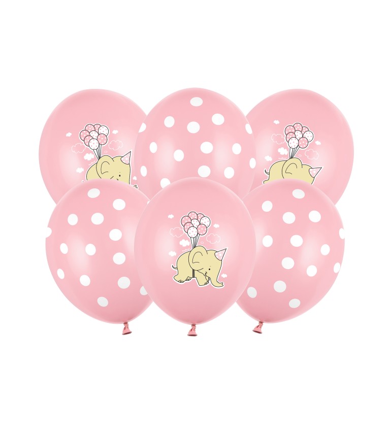 Růžový balónek se slonem sada