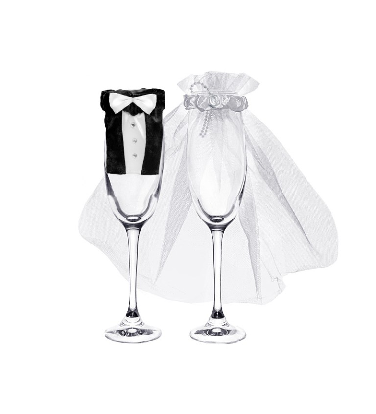 Ozdoba na skleničky - ženich a nevěsta
