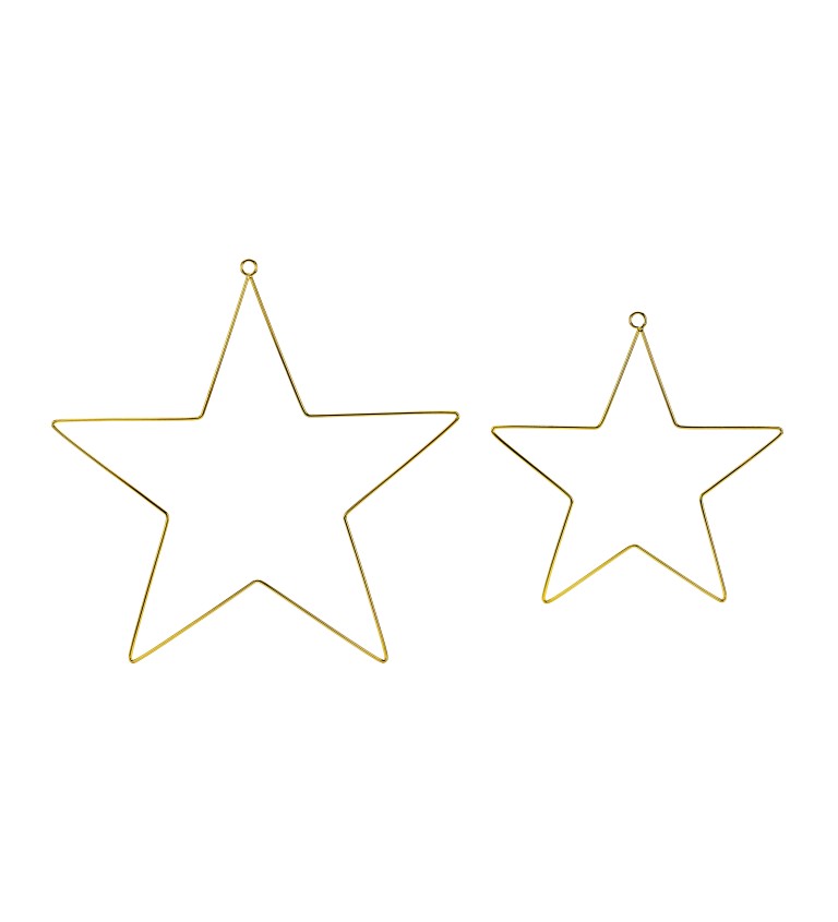 Zlaté kovové hvězdy dekorace