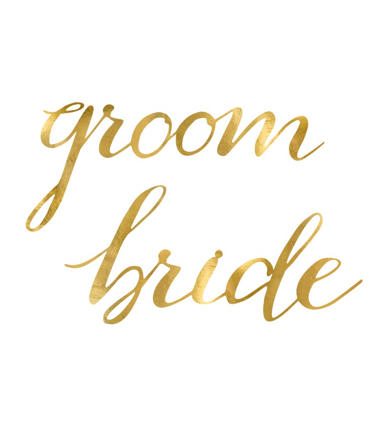 Zlatá dekorace na židli Bride Groom