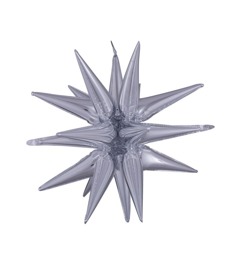 Stříbrná 3D hvězda fóliový balónek