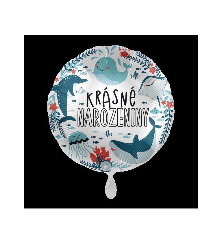 Fóliový balónek Krásné narozeniny s mořskými tvory