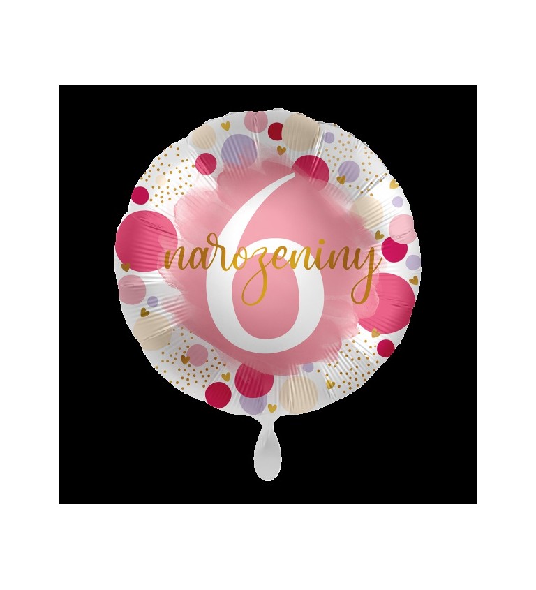 Růžový fóliový balonek 6. narozeniny